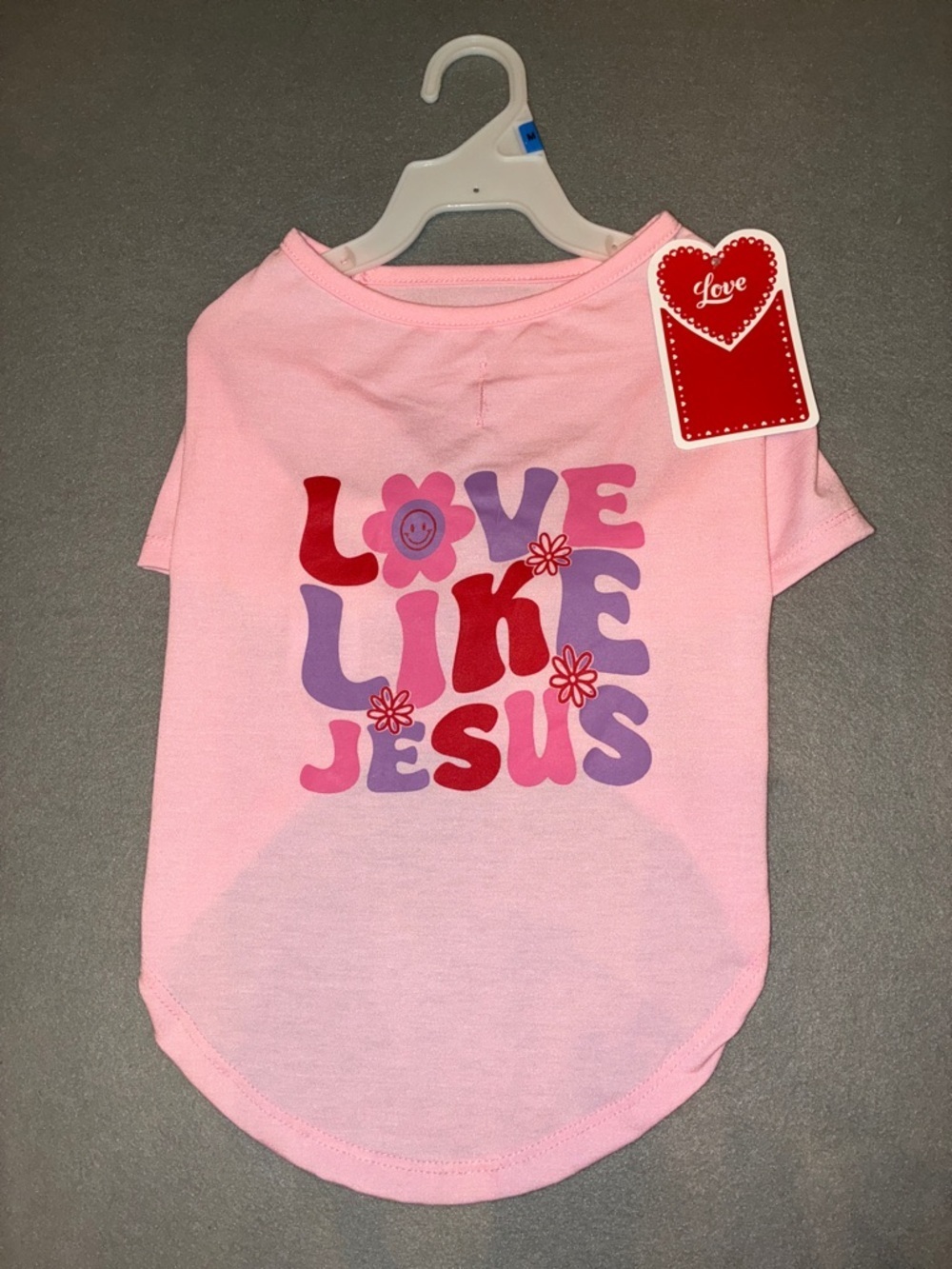 Love Like Jesus Pink Graphic Dog Tee Shirt